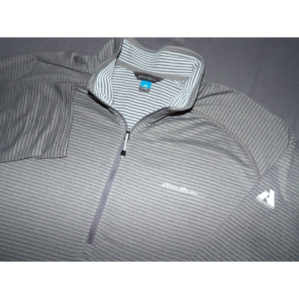 Eddie Bauer First Ascent Fleece Lined Gray Striped 1/4 Zip Jacket Men's XXL